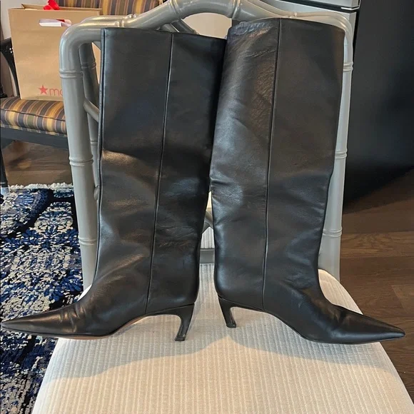 ASOS Design Cleona premium leather boot kitten heel black US 6 - Picture 2 of 9